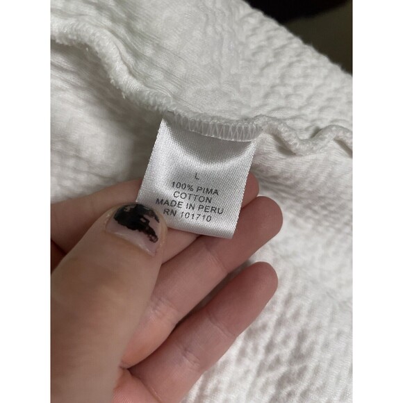 P. Jamas Womens short white textured bathrobe size large a13 - Picture 9 of 11